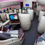 Trump’s Quiet Qatar Gamble — What’s Hidden? Business class cabin with lie-flat seats and personal screens