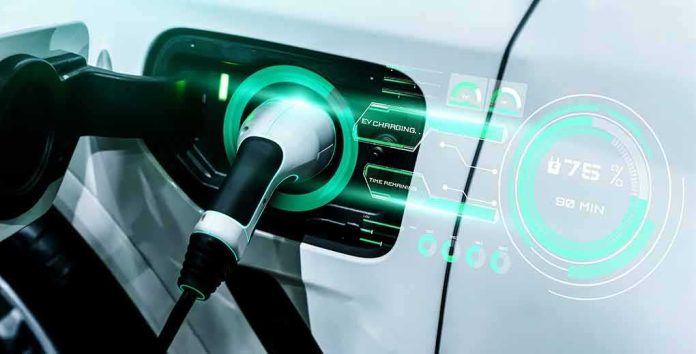 Electric car charging with plug connected